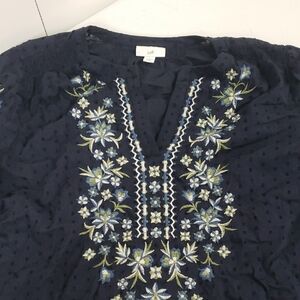 J. Jill Blue Embroidered Blouse